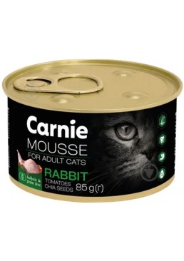 Влажный корм для взрослых кошек Carnie: мясной мусс с кроликом, помидорами и семенами чиа, 85 г